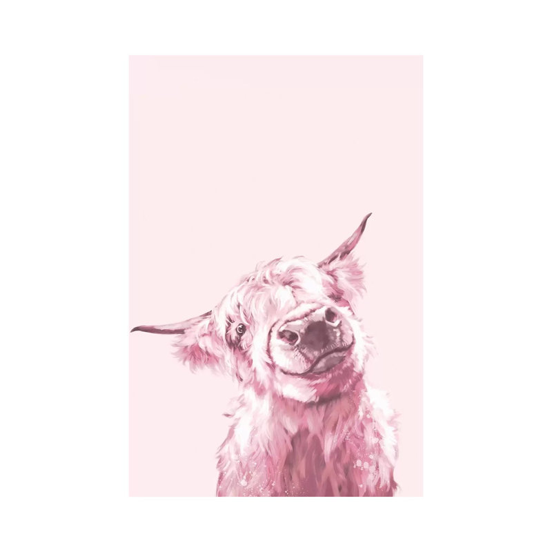 Highland Cow In Pink by Big Nose Work - Wrapped Canvas Gallery-Wrapped Canvas Giclée, 66.04 cm H x 45.72 cm W x 3.175 cm D