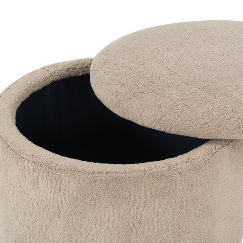 Mancora Upholstered Storage Ottoman, Brown Faux Shearling