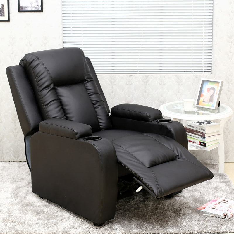 Oscar Bonded Leather Manual Recliner, Black