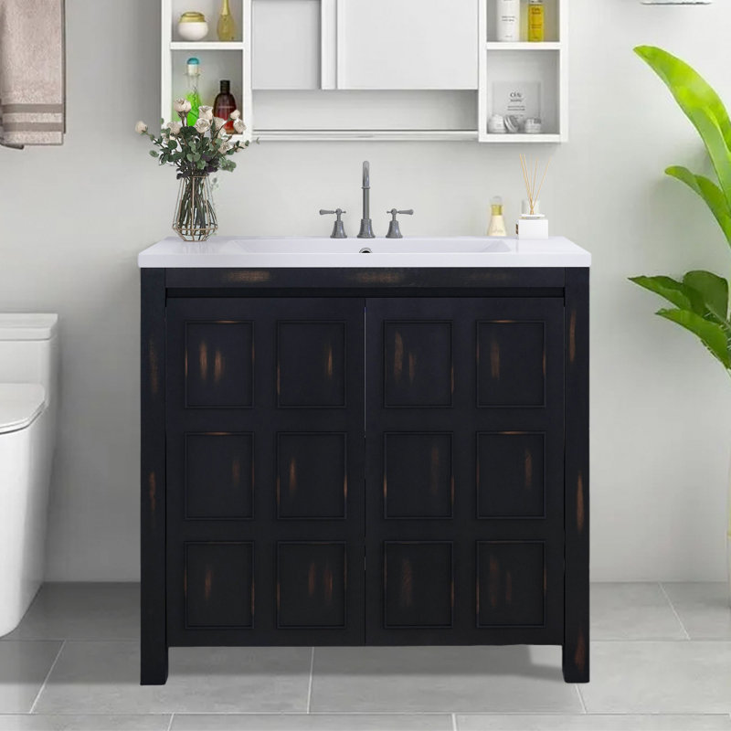 Meuble-lavabo simple 36 po avec plateau en résine Kalyla