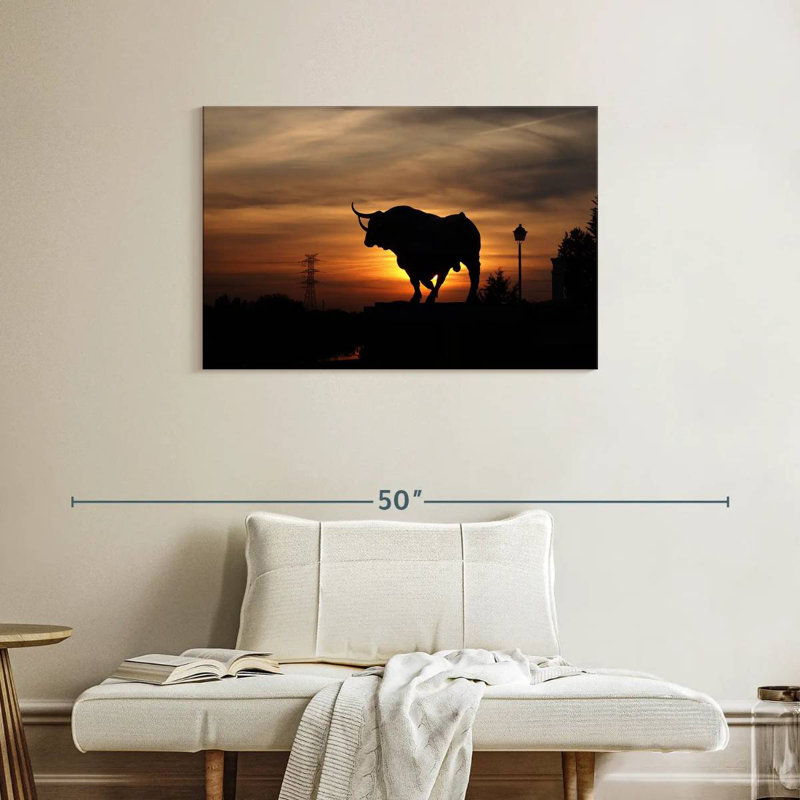 Crowle Bull Sunset Silhouette, 24" H x 36" W
