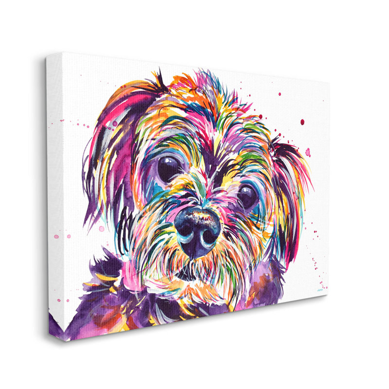 Art mural sur toile Prismatic Terrier Dog Face par Jen Seeley, H 36 po x l 48 po x P 1,5 po