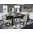 9 Piece Dining Room Furniture Set Includes a Rectangle Wooden Table with Butterfly Leaf and 8 Shitake Linen Fabric Parson Chairs, Black-160717493-224196212-224196215