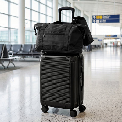 Ensemble de bagages 3 pièces comprenant un sac de voyage et une trousse de toilette, noir