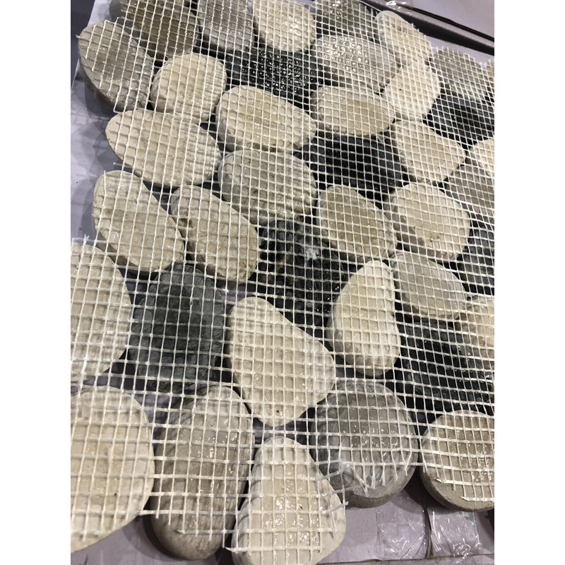 Leveled Round Sea Pebbles Color White, Black, Grey 12" x 12" Floor and Wall Tile