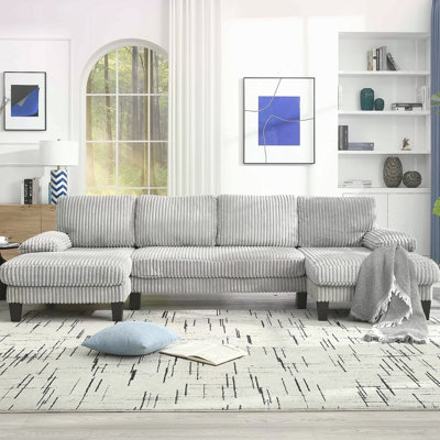 U-Shaped Couch With Oversized Seat,4-Seat Sofa With Double Chaise,Comfortable And Spacious Indoor Furniture For Living Room,Apartment