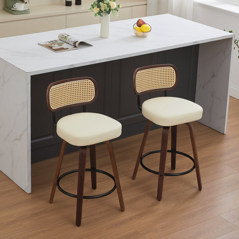 Ensemble de 2 tabourets de bar à hauteur de comptoir, Beige