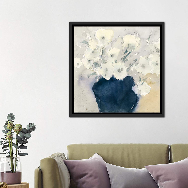 «Bouquet», reproduction d'art encadrée, Cadre noir vieilli, H 37 po x l 37 po x P 1,5 po