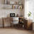 55.12"Dark walnut L-Shaped Solid Wood Office Sets