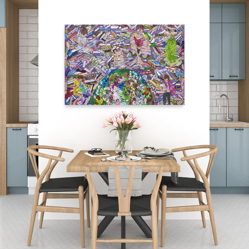 Histoires de jardin fantaisistes - Affiche murale abstraite et colorée de fleurs naturelles modernes, H 32 po x l 48 po