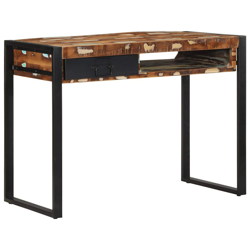 Amileigh Solid Wood Top Metal Base Writing Desk
