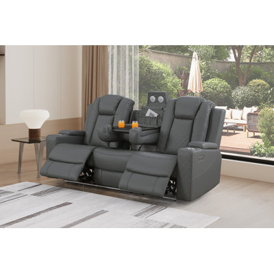 Tayeba Diamond Faux Leather Reclining Sofa