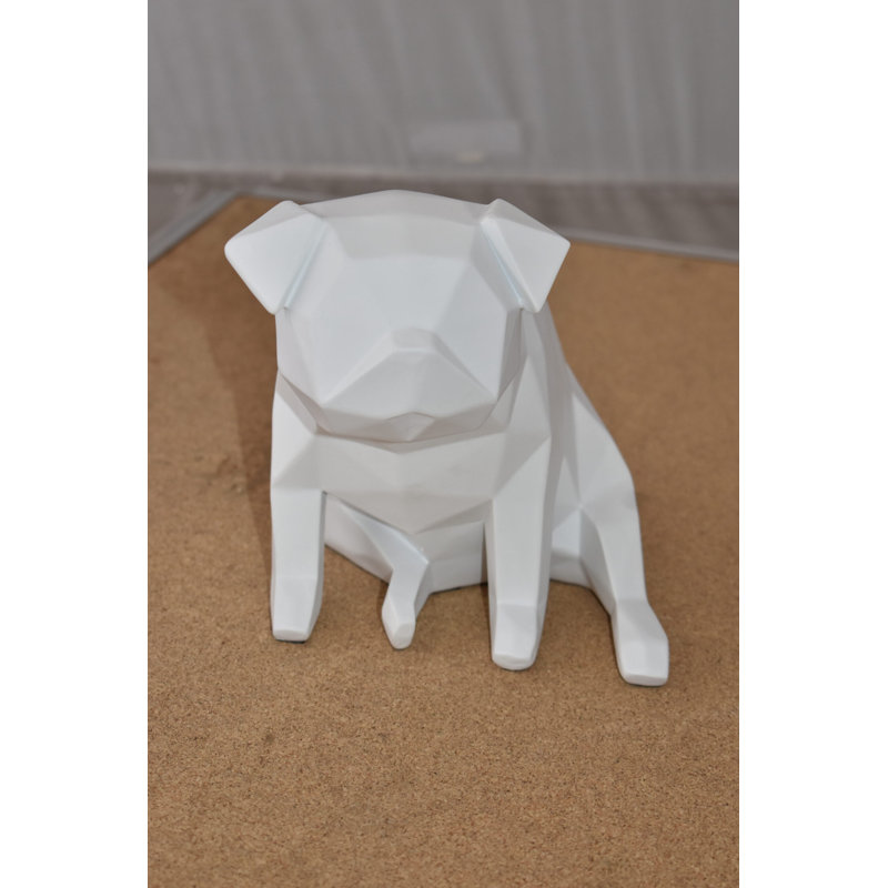 J'Ziah White Textiled Puppy Resin Statue Size: 9" x 6" x 7"H