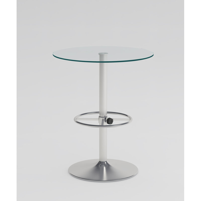 Chrome Finish 30" Contemporary Glass Round Counter Table