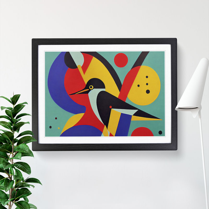 Abstract Kingfisher Bird Vol.3 - Framed Print, Black, 46cm H x 64cm W x 2cm D