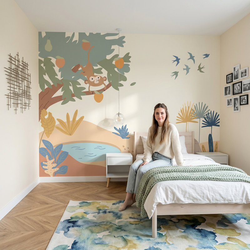 Jungle Safari, 100 po x 96 po, Peler et coller