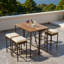 Table de bar 5 pièces et 4 tabourets avec pieds réglables, plateau de table pliable et coussins