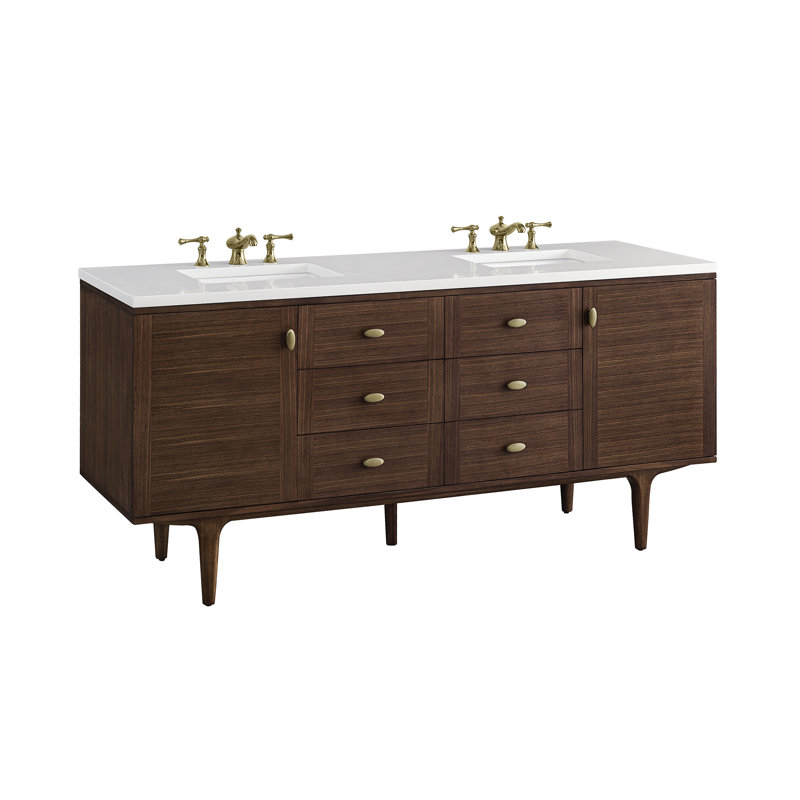 Amberly 72'' W Double Vanity, White Zeus, 8" Widespread