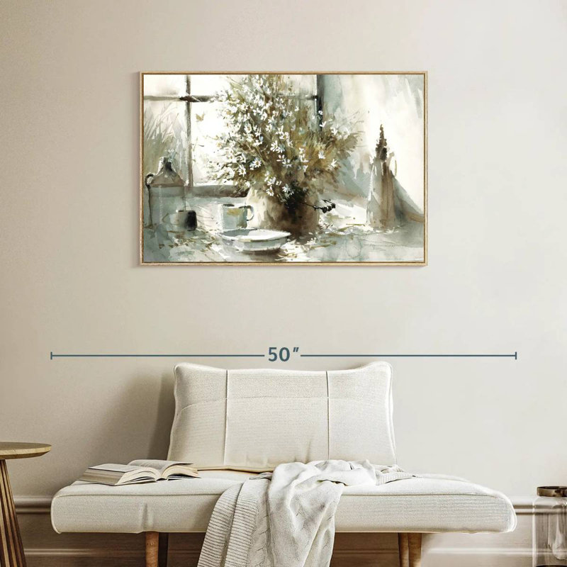 Marguerite, nature morte, Cadre flottant en bois naturel, 37 po x 25 po