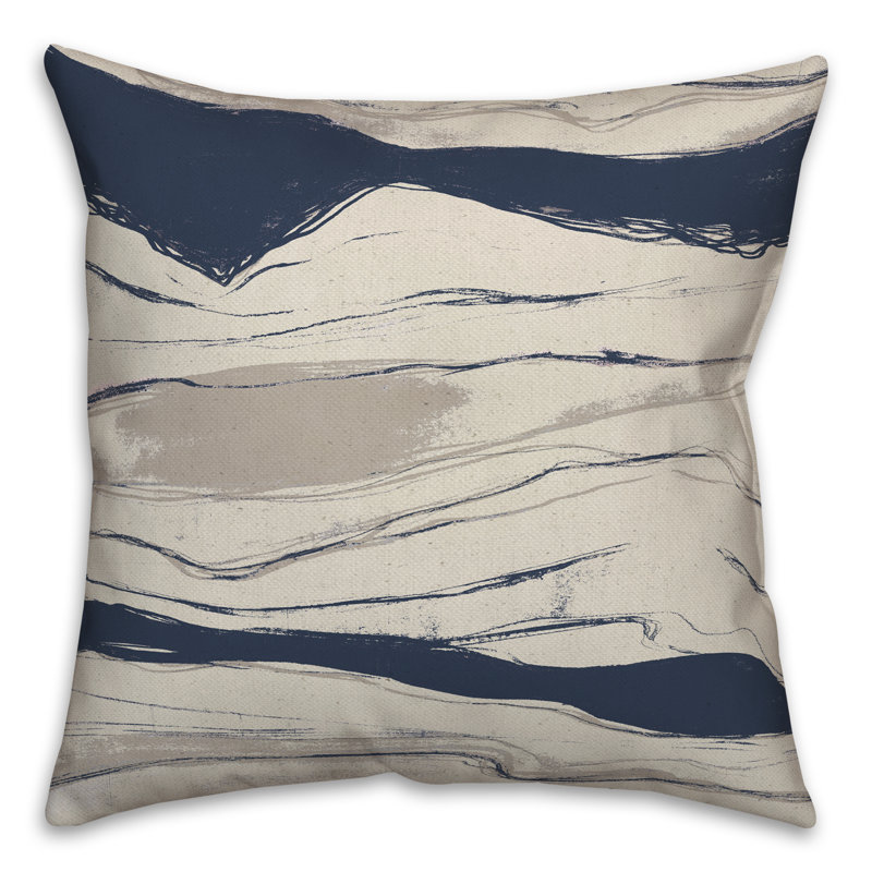  Housse et insert de coussin carré extérieur Flowing Lines, Bleu / gris