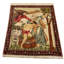 Paire de tapis biblique persan antique vert / ivoire Kerman