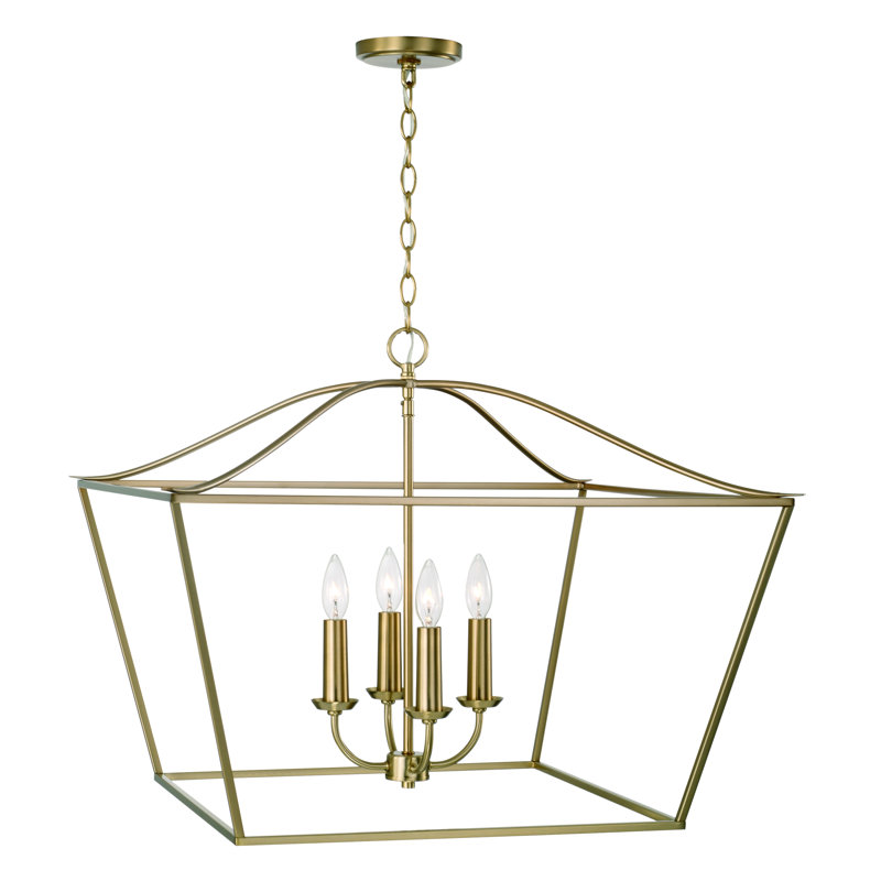 Luminaire suspendu 4 lumières Heidrun, Laiton mat