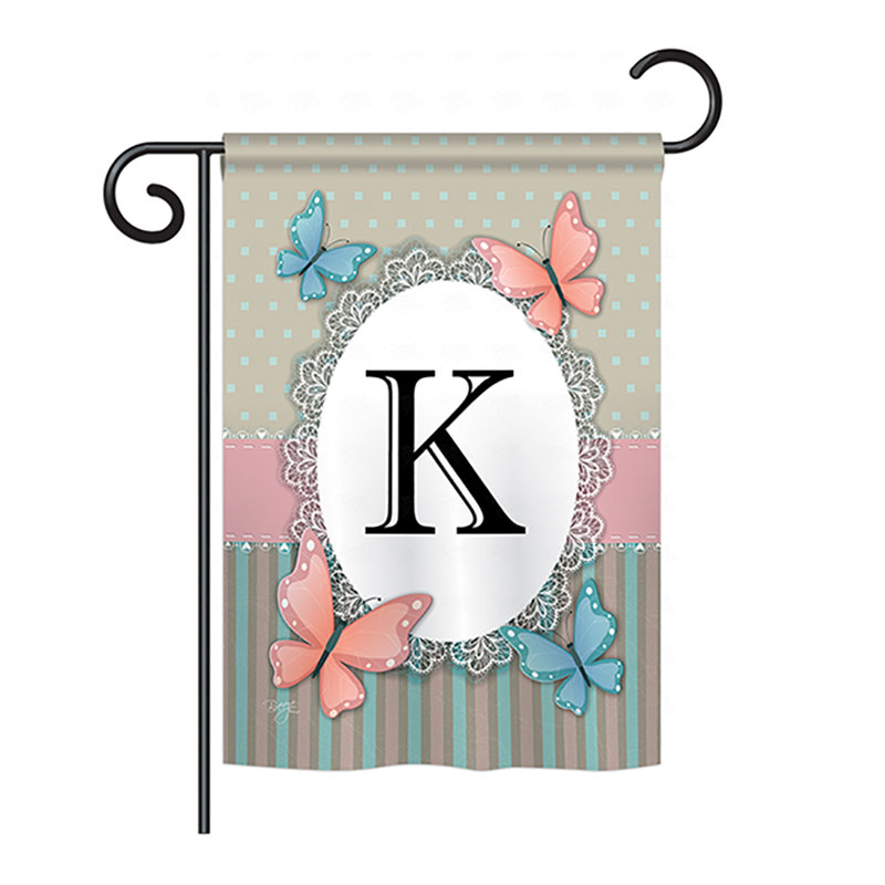 Drapeau de maison / jardin en polyester monogramme à 2 faces Shellman Butterflies, H 18,5 po x l 13 po, K
