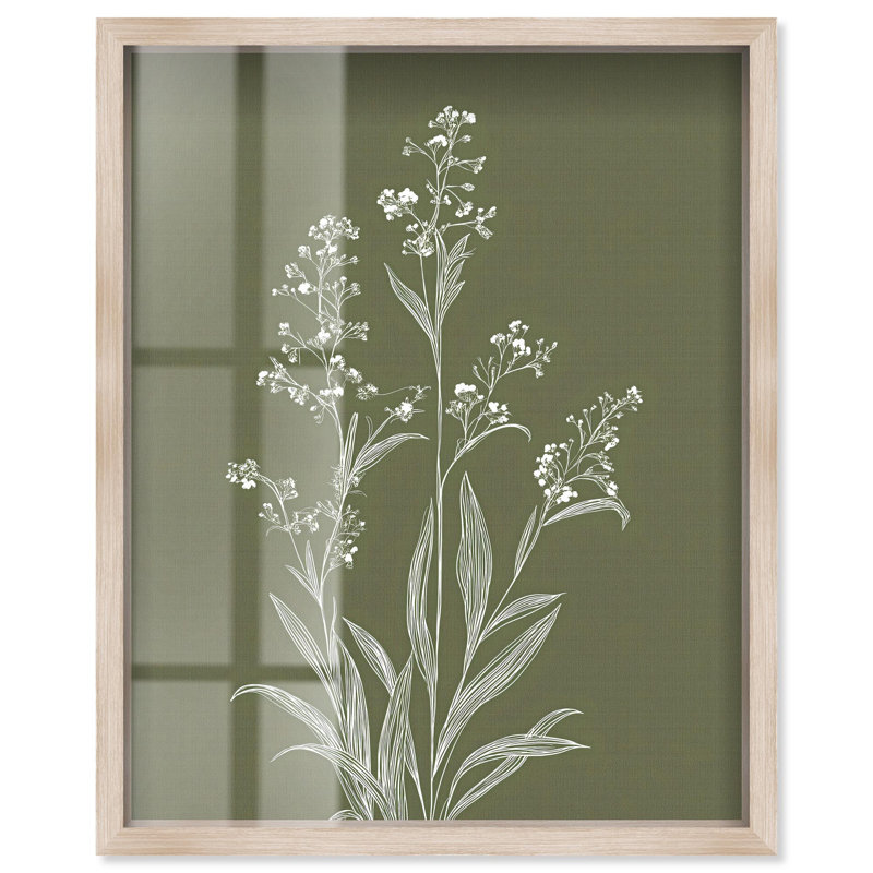 Art mural bohème Linocut Garden II, Boho, H 25 po x l 21 po, Cadre blond