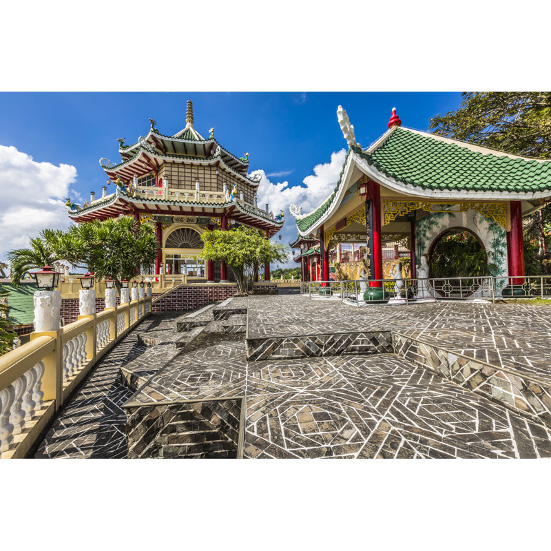 Pagoda And Dragon Sculpture Of The Taoist Temple In Cebu by Mariusz_prusaczyk - Wrapped Canvas Print, 30cm H x 46cm W