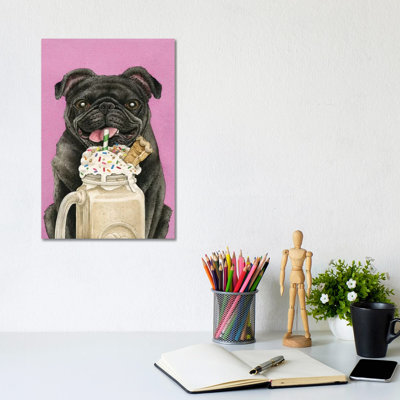«Brain Freeze with Black Pug» par Tracy Lizotte - reproduction d'art