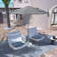 Parasol en fibre de verre 7,5 pi avec passe-partout blanc-454072588