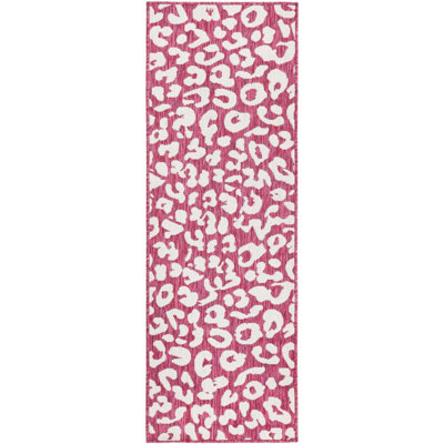Magenta/Ivory Indoor/Outdoor Rug