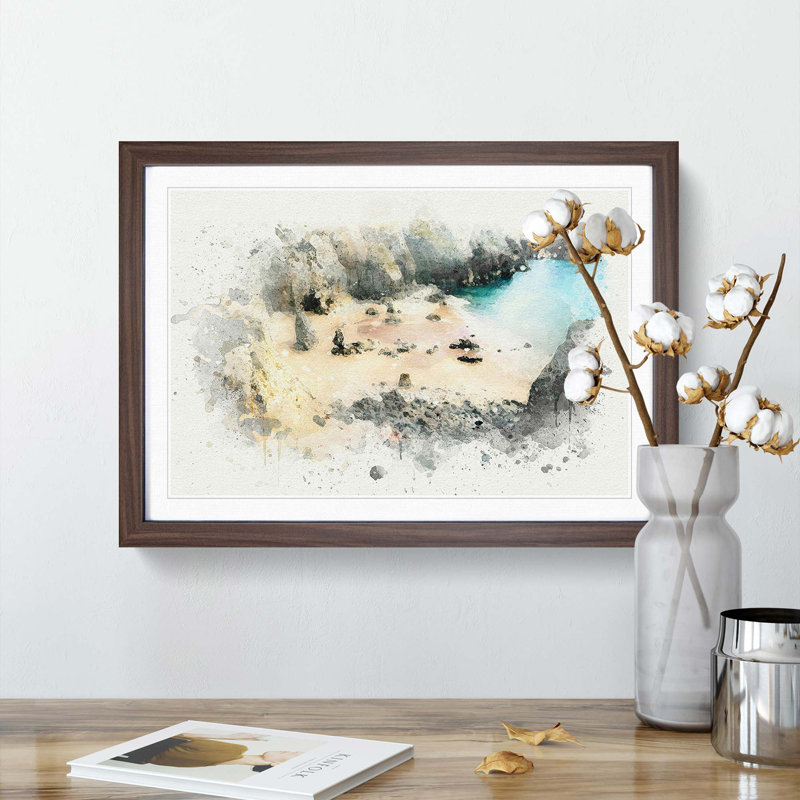 Flimstone Bay in Wales in Abstract - Picture Frame Graphic Art Print, 36cm H x 48cm W x 2cm D, Walnut Framed