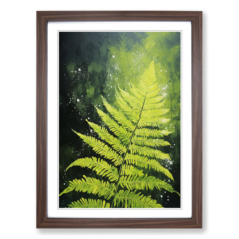 Fern Leaf Action Painting - Framed Print, Walnut, 64cm H x 46cm W x 2cm D