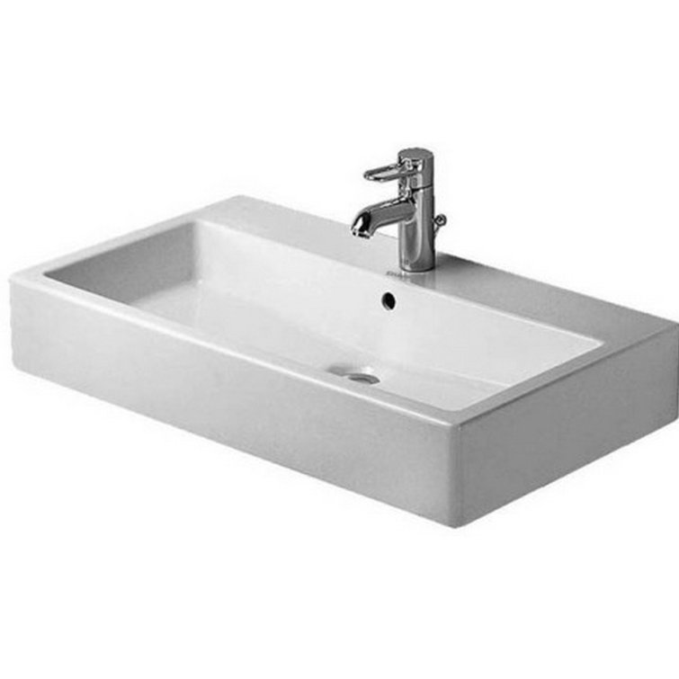 Vero Ceramic 28" Wall Mount Bathroom Sink with Overflow
