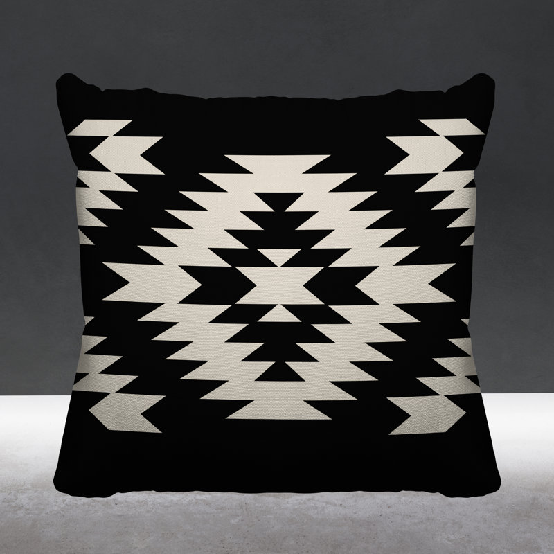 Outdoor Reversible Throw Pillow, 15H" x 15W", Black