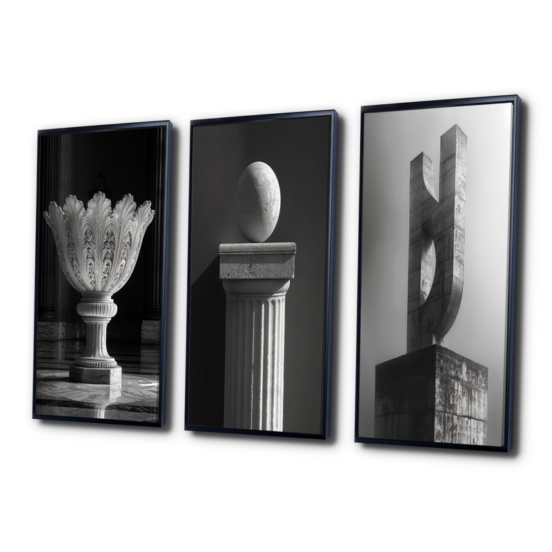 Monochre gris, art architectural Monument Photo I - Collection d'art mural Monuments, H 32 po x l 48 po, Noir