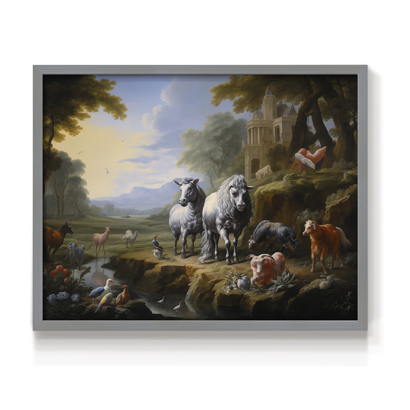 Faune, série XXV, reproduction encadrée, H 22 po x l 28 po, Gris
