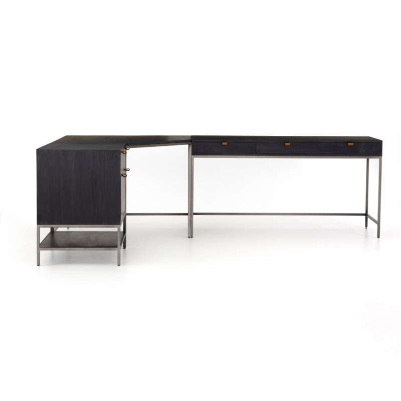 Trey Solid Wood Executive Desk, Black Wash Poplar