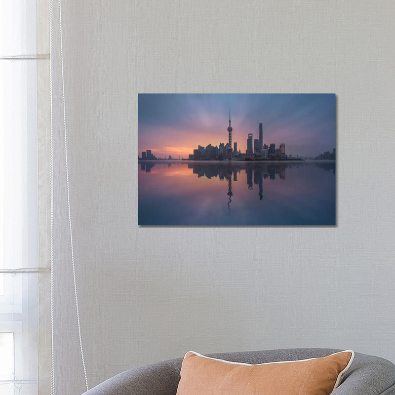 Sunrising Shnaghai by Javier De La Torre - Wrapped Canvas Print, 66.04 cm H x 45.72 cm W