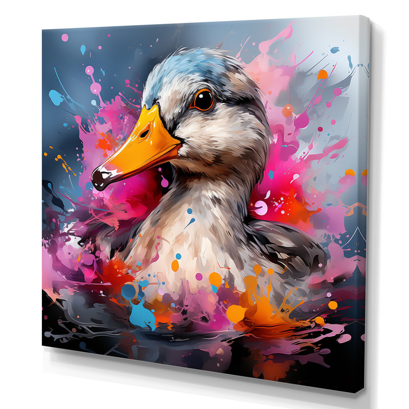 Étang coloré de canard néon coloré, H 16 po x l 16 po x P 1 po, Toile tendue