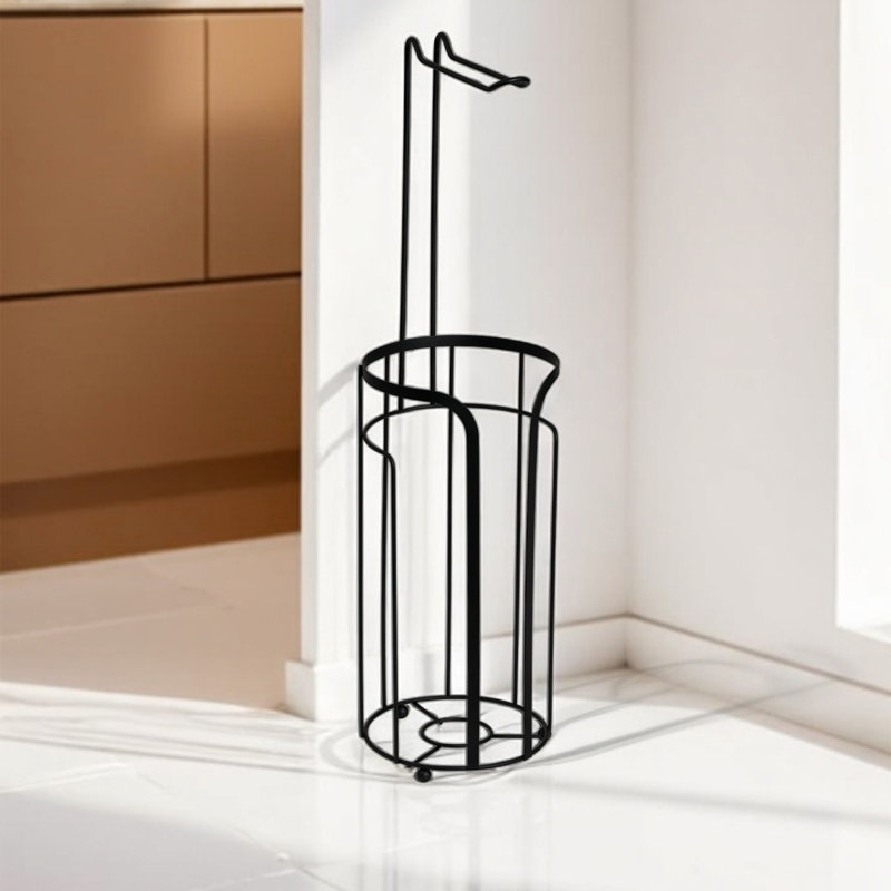 Dante Free Standing Toilet Paper Holder, Matt Black