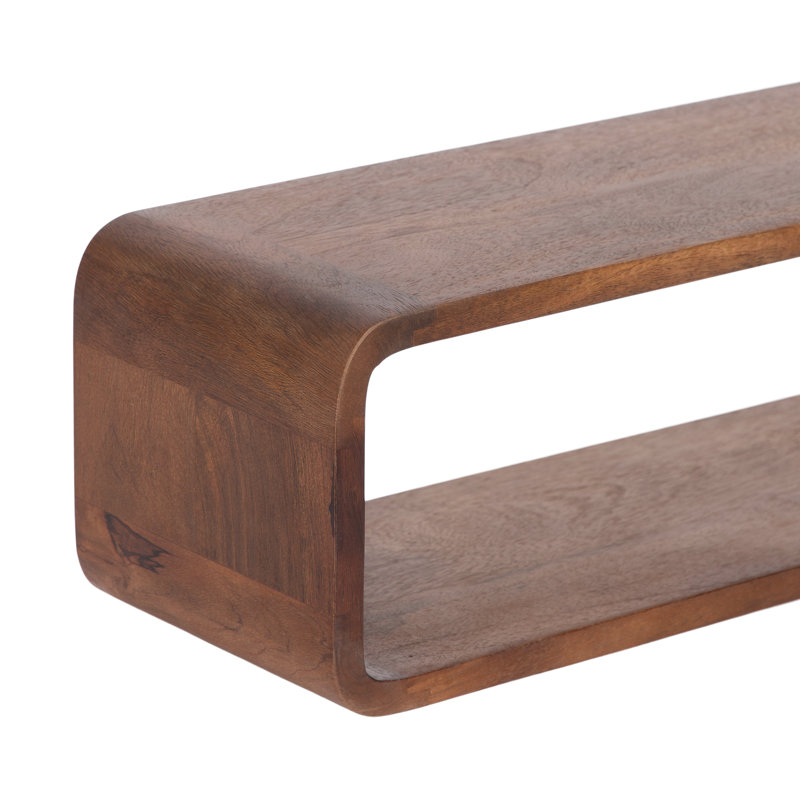 Deguara Mango Wood Floating Entryway Console Table, Walnut Brown