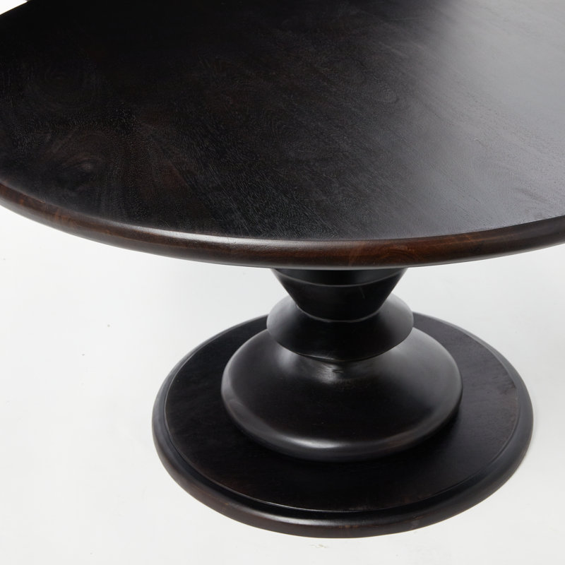 Berns Solid Wood Pedestal Coffee Table, Black