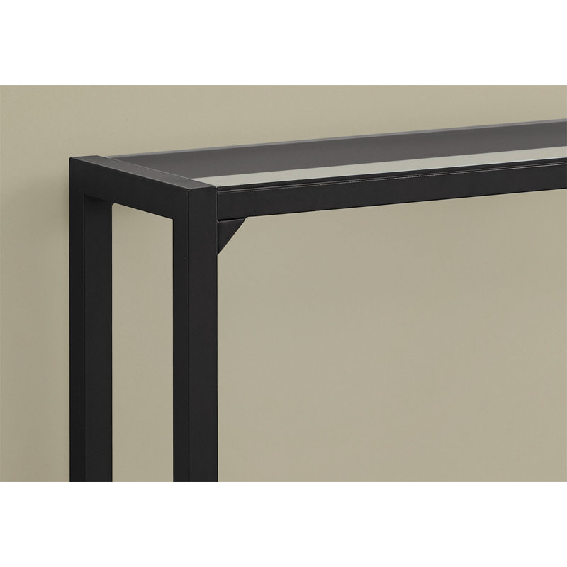 Esko Accent Table, Console, Entryway, Narrow, Sofa, Living Room, Bedroom, Metal, Clear, Black