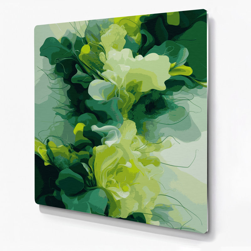 Art mural abstrait en métal vert 45, H 32 po x l 32 po