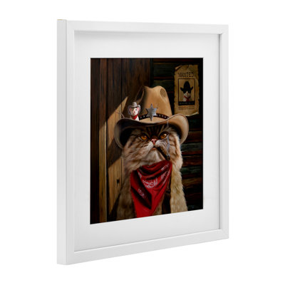 Deputy Purrkins Cat Sheriff Framed Print Under Glass, design by Lucia Heffernan