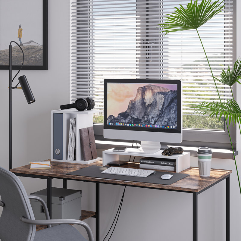 3 Tier Paper Organizer and Monitor Stand for Desk, White