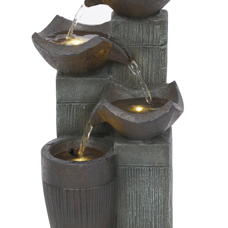 Fontaine à 4 niveaux avec bols carrés et lumières DEL