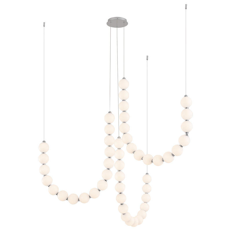 Akoya 48 Light Silver dimmable LED Chandelier, 3 Head Chandelier, Chrome-RT